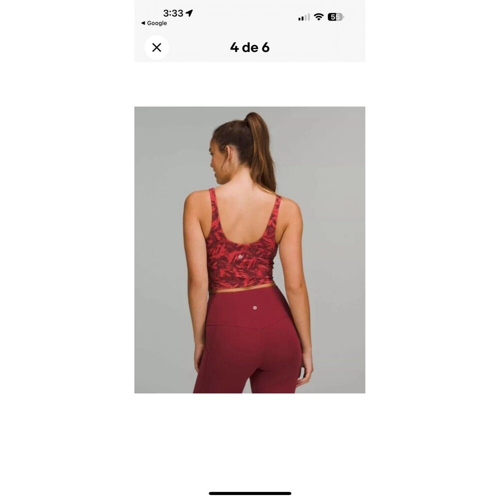 (B3)Lululemon Align Tank Cropped Top Sz 6 Built-in-Bra Spray Leaf Firrside Red - Picture 4 of 11